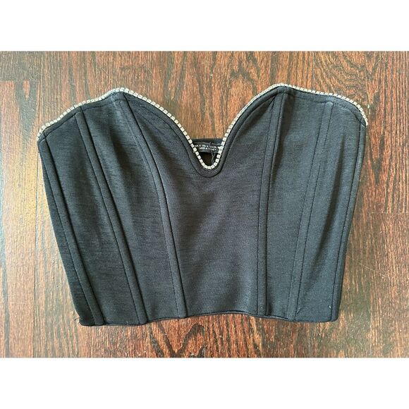 Zara Tops - Zara Corset with Crystals Black Size Small NWT!